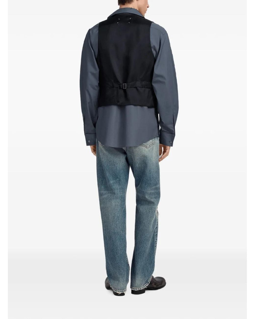 Maison Margiela Blue Fusion Geometric-Print Silk Shirt for men