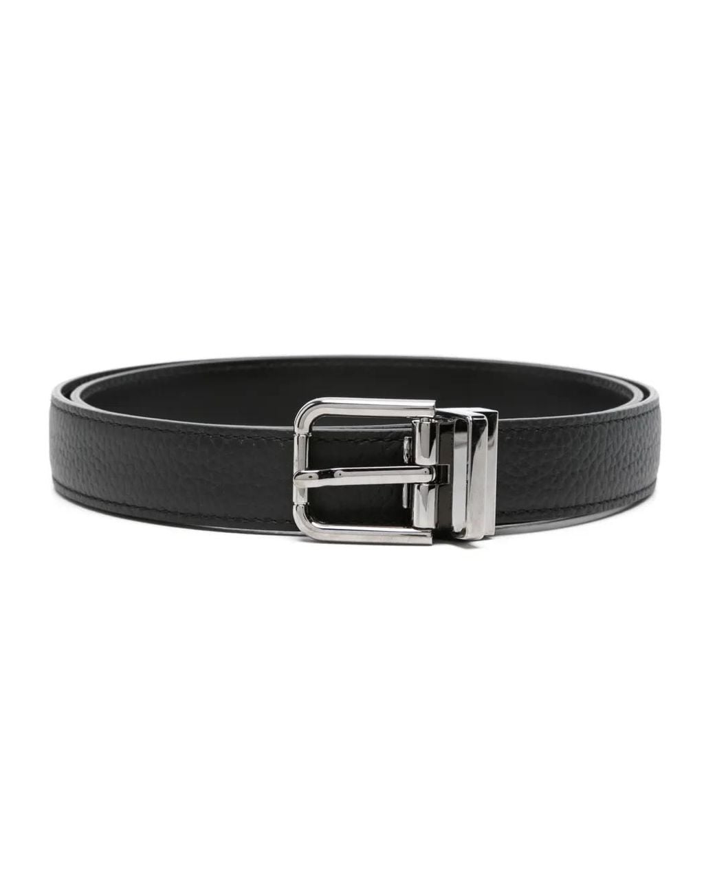 Dolce & Gabbana Black Logo-Embossed Buckle Belt for men