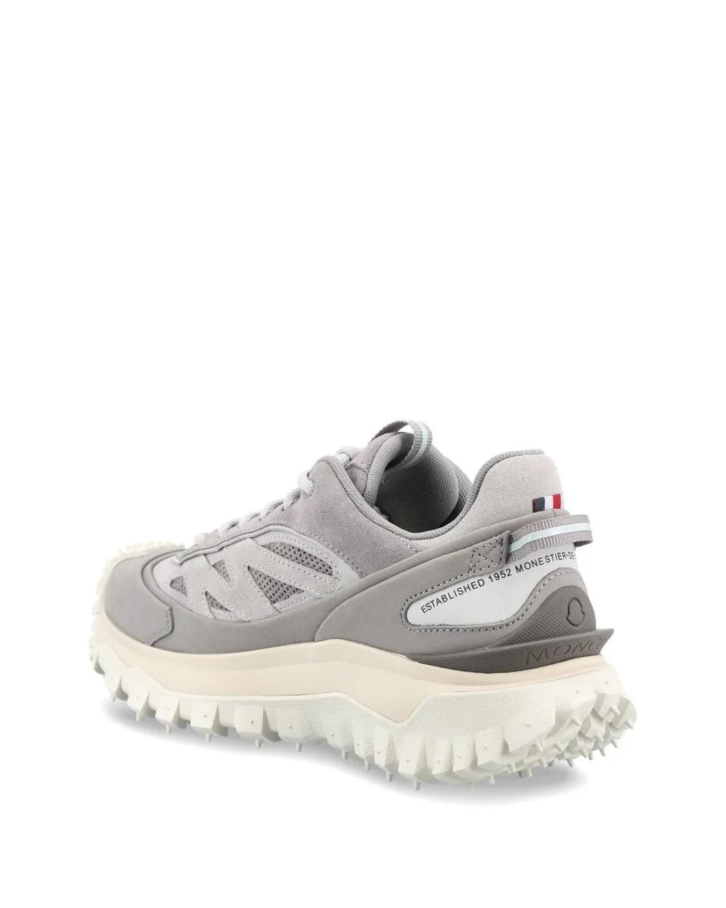 Moncler White Baskets En Cuir À Empiècements