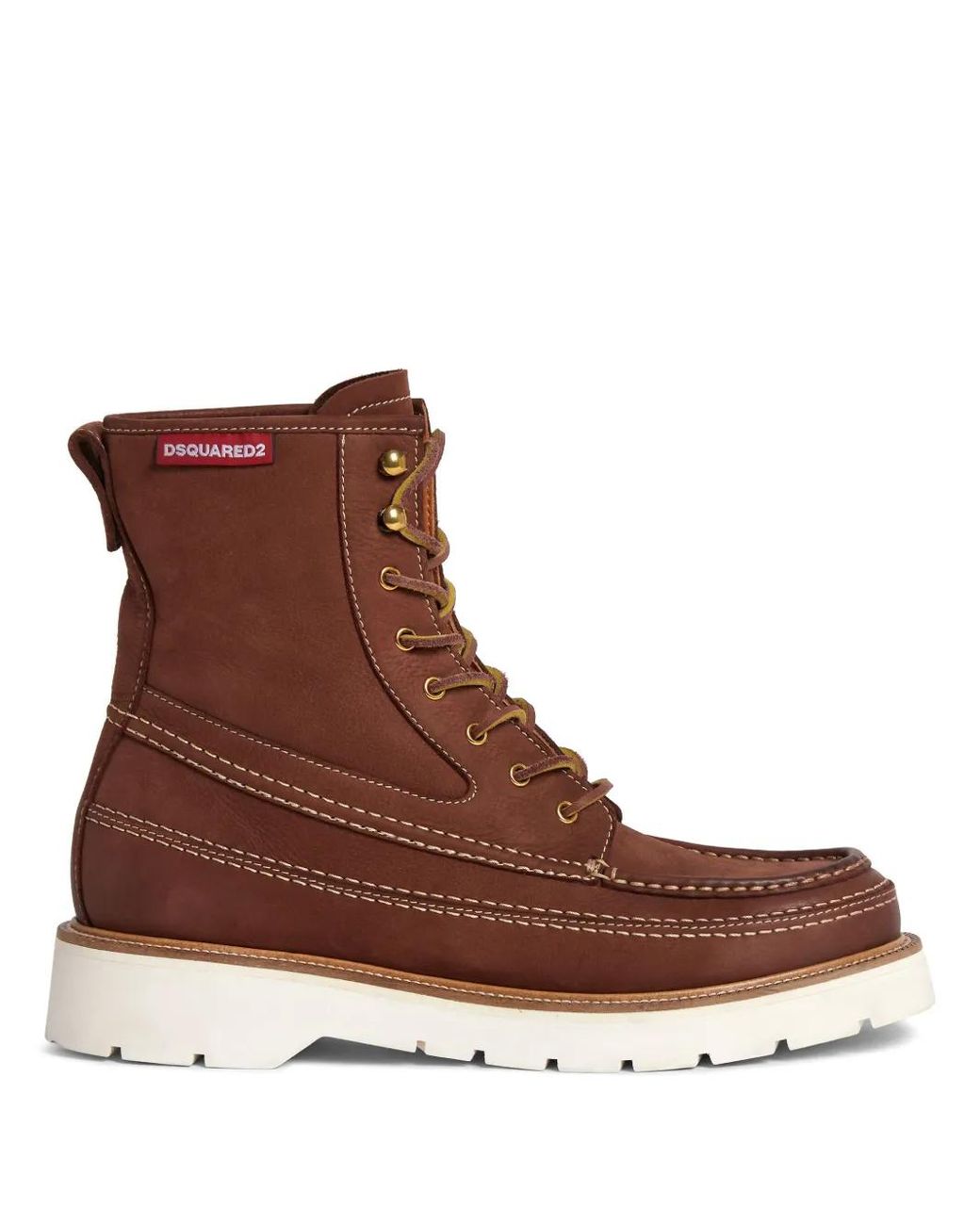 DSquared² Brown Raised-Seam Leather Boots for men