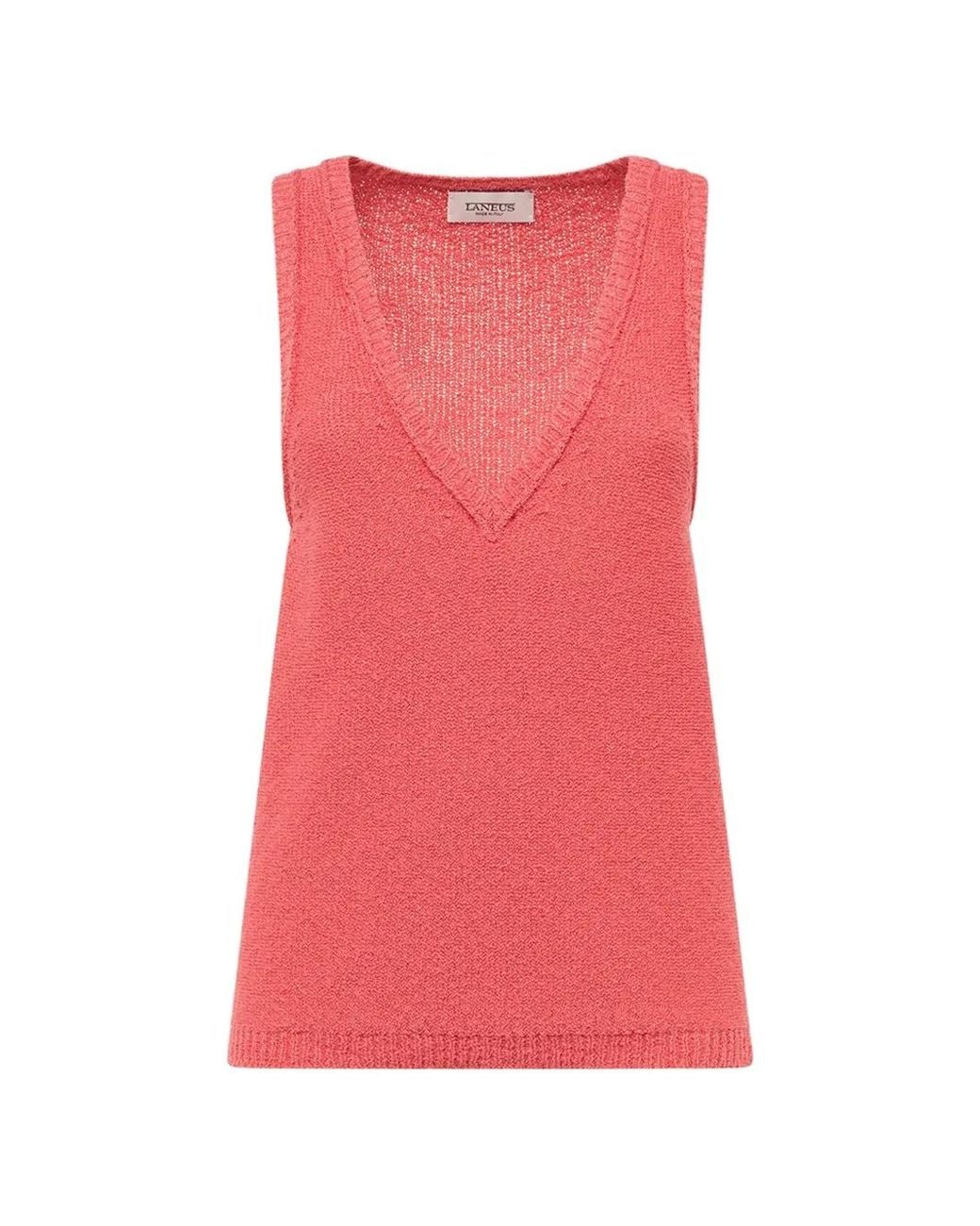 Laneus Pink V-Neck Tank Top