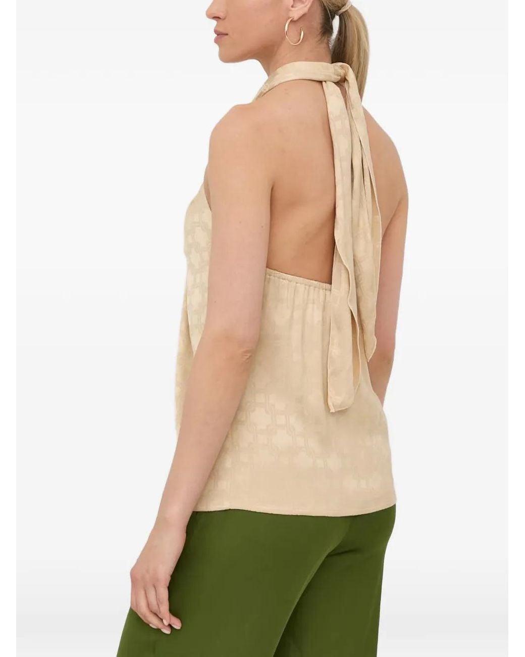 Herskind Natural Jacquard-Logo Halterneck Top