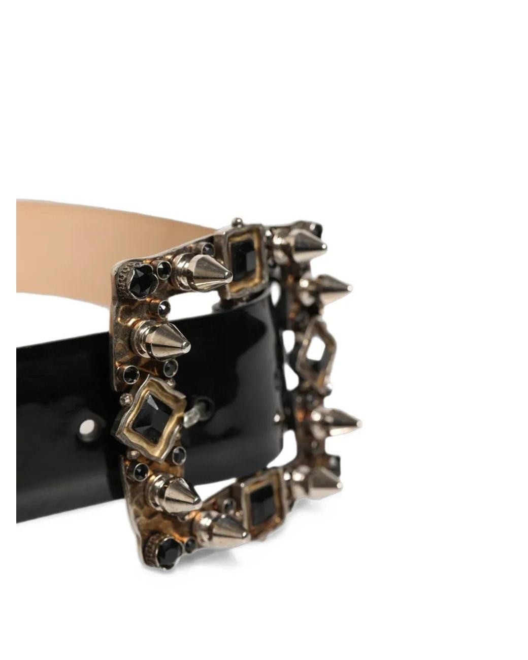 Dolce & Gabbana Black Crystal-Embellished Studded Belt