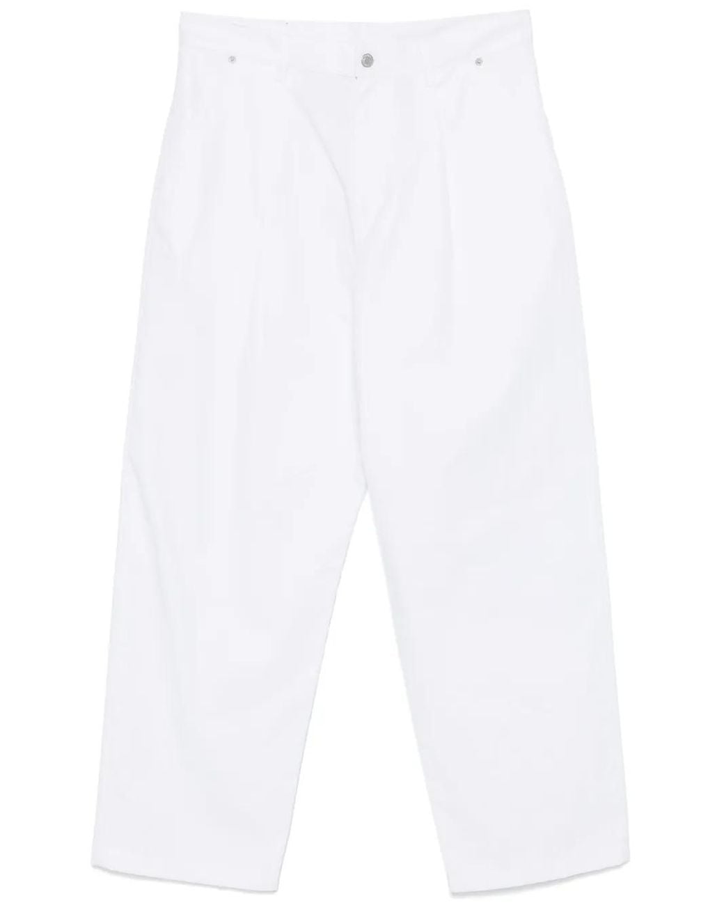 Moschino White Pleated Wide-Leg Trousers for men