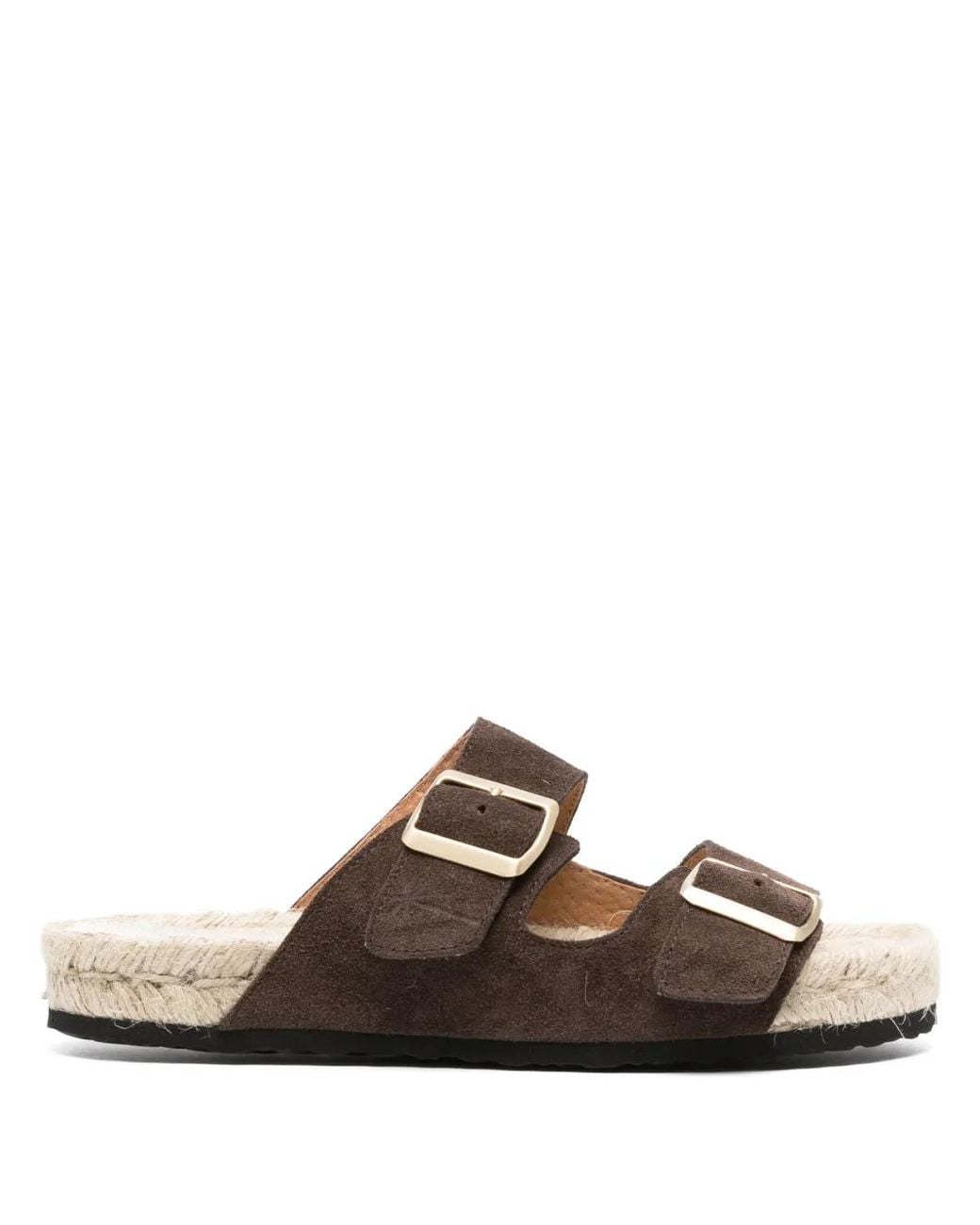 Manebí Brown Double-Buckle Flat Espadrilles