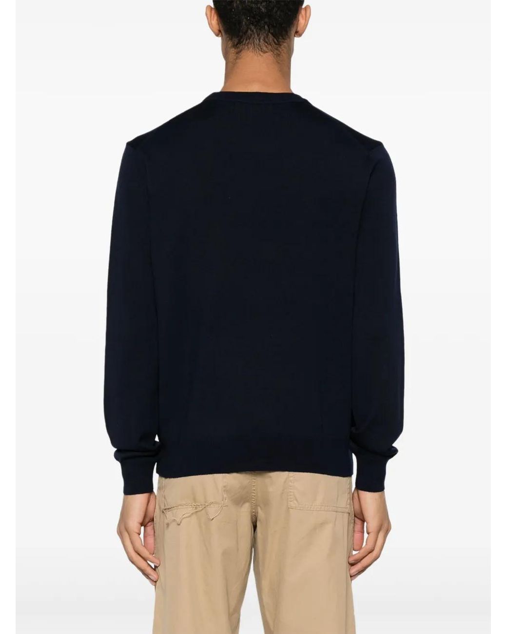 Maison Kitsuné Blue Fox-Motif Wool Jumper for men