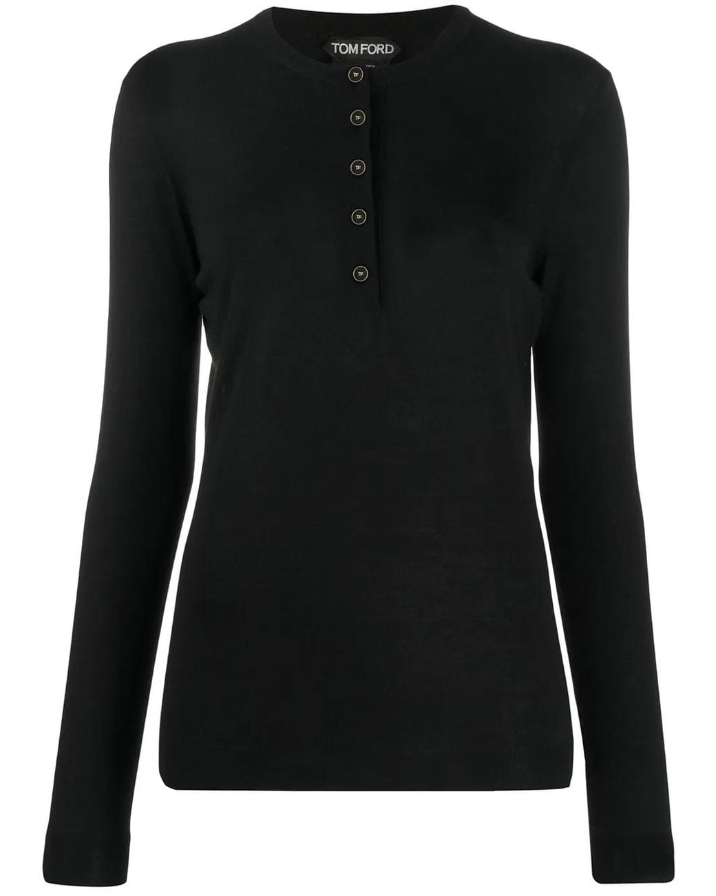 Tom Ford Black Long Sleeve Polo Shirt