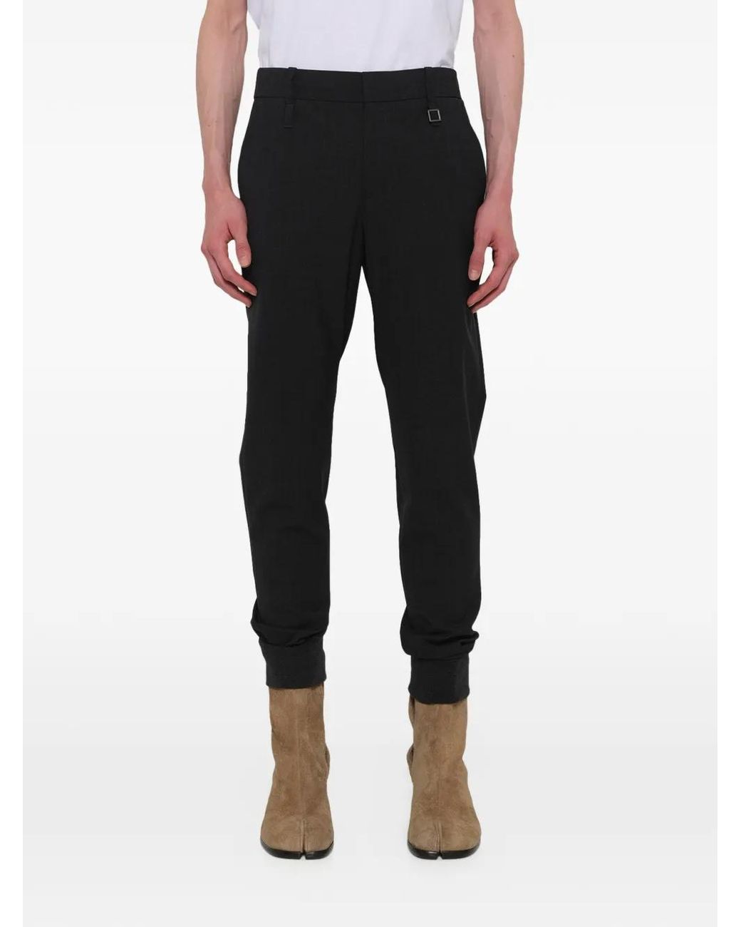 Wooyoungmi Black Cuffed Tailored Trousers for men