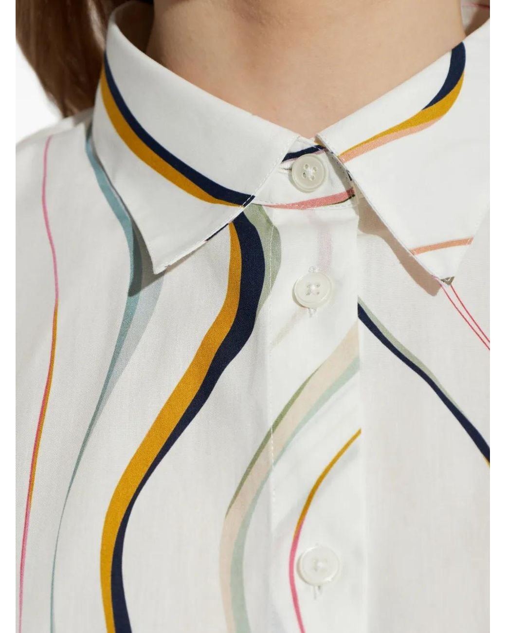 Paul Smith White Striped-Pattern Chest-Pocket Shirt