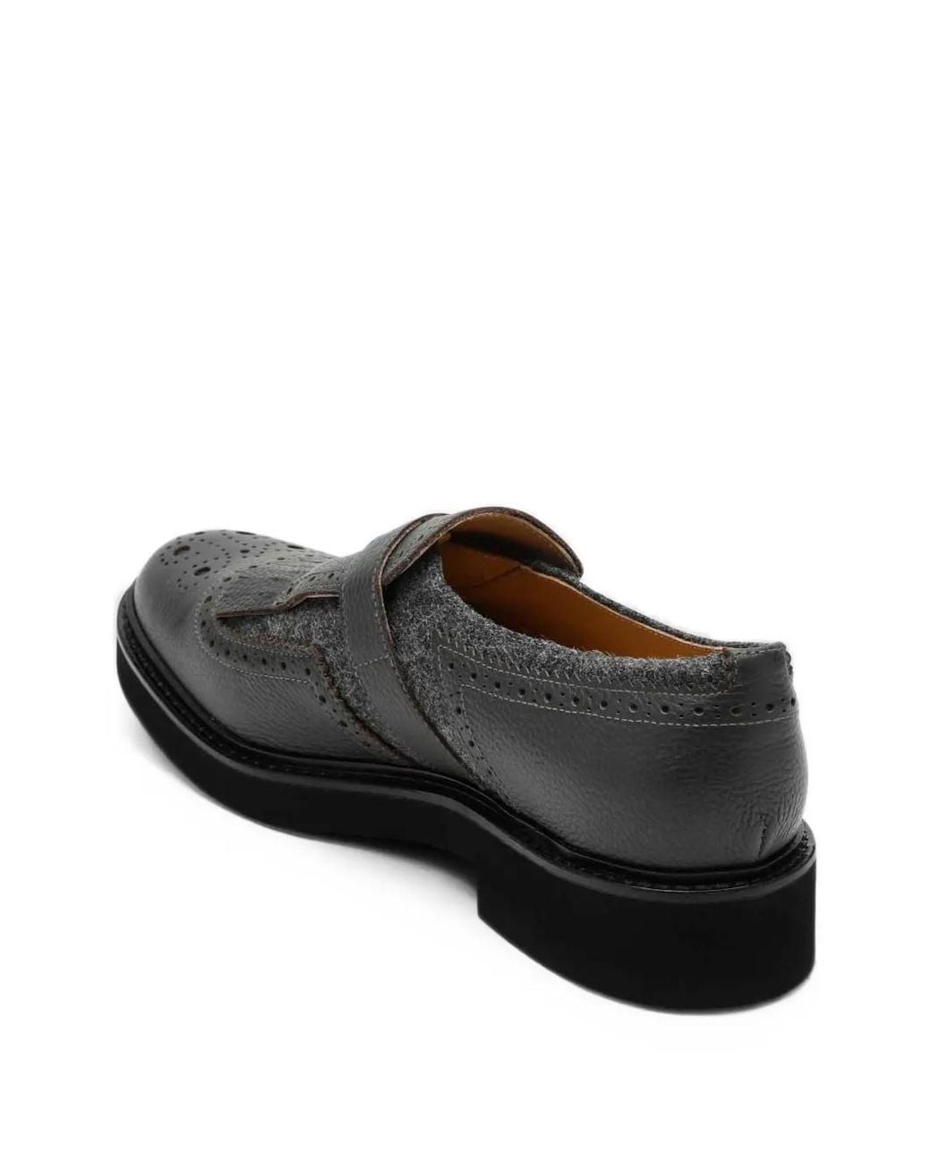 Doucal's Black Fringe-Detail Oxford Shoes