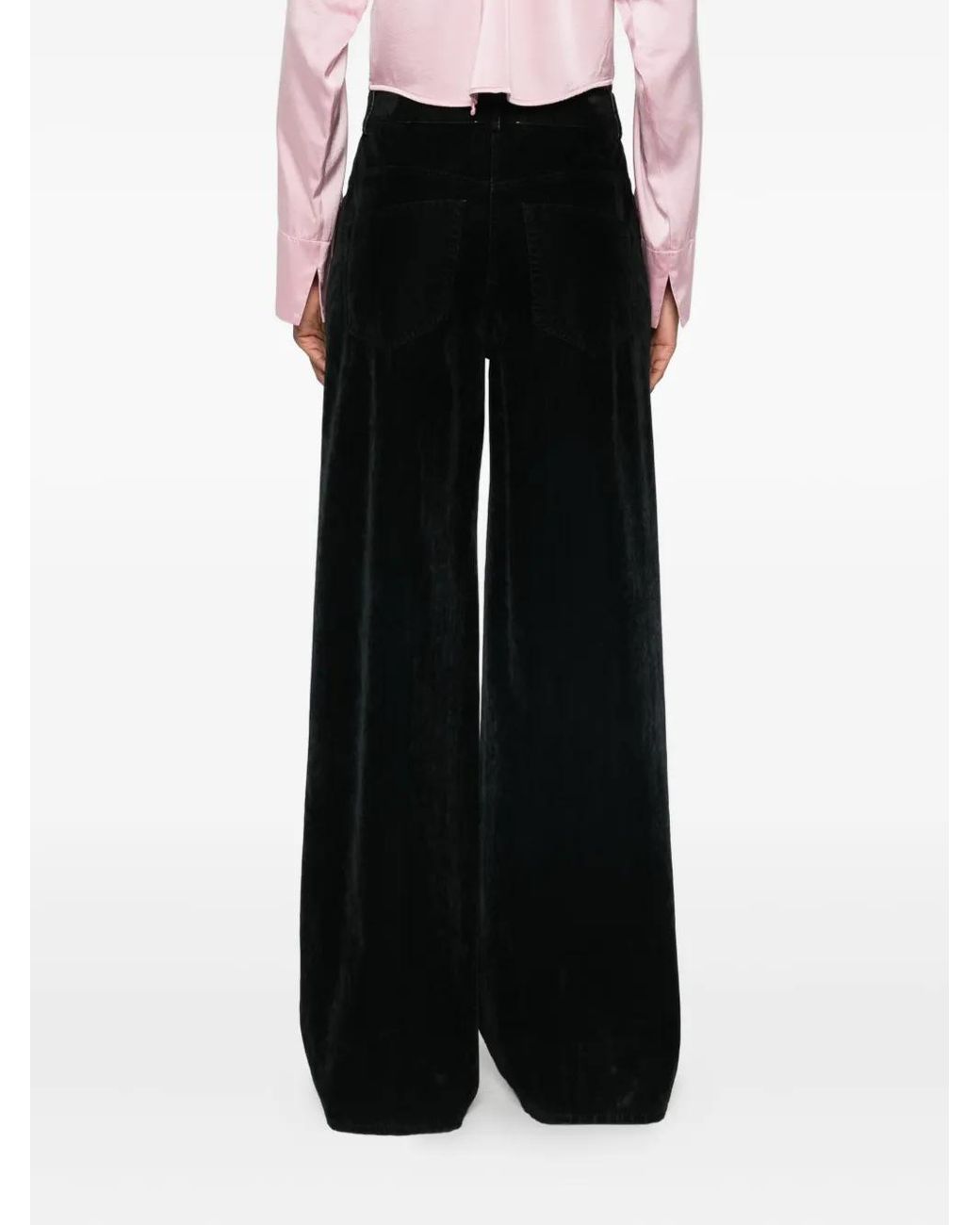 Forte_forte Black Flocked Cotton 5 Pockets Pants Clothing