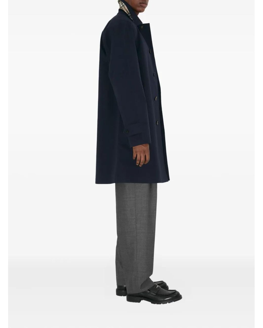 Burberry Blue Button-Up Coat for men