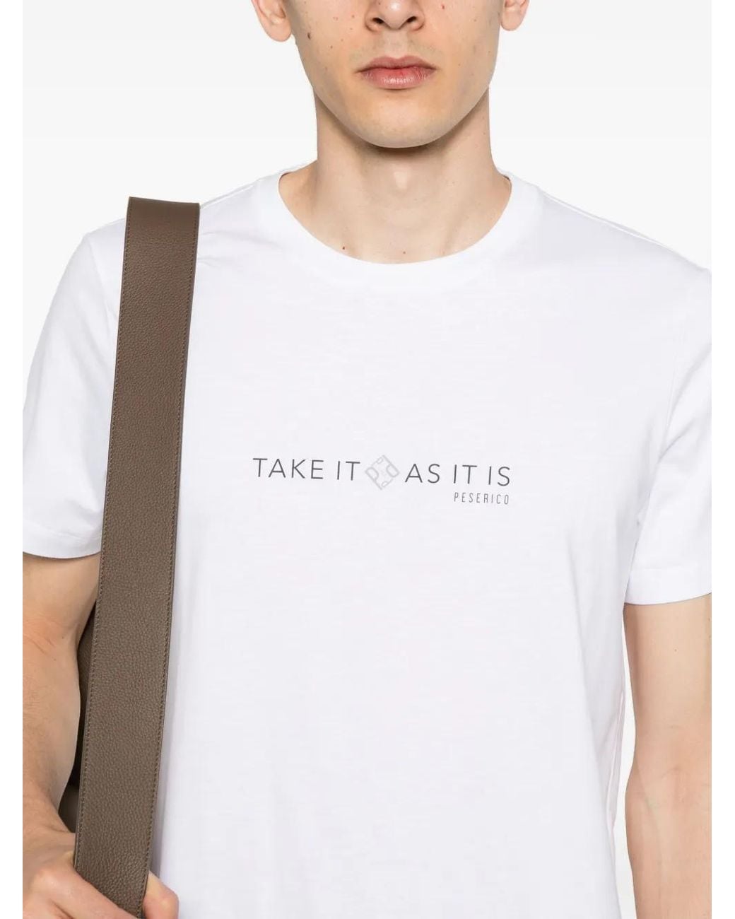 Peserico White Text-Print Cotton T-Shirt for men