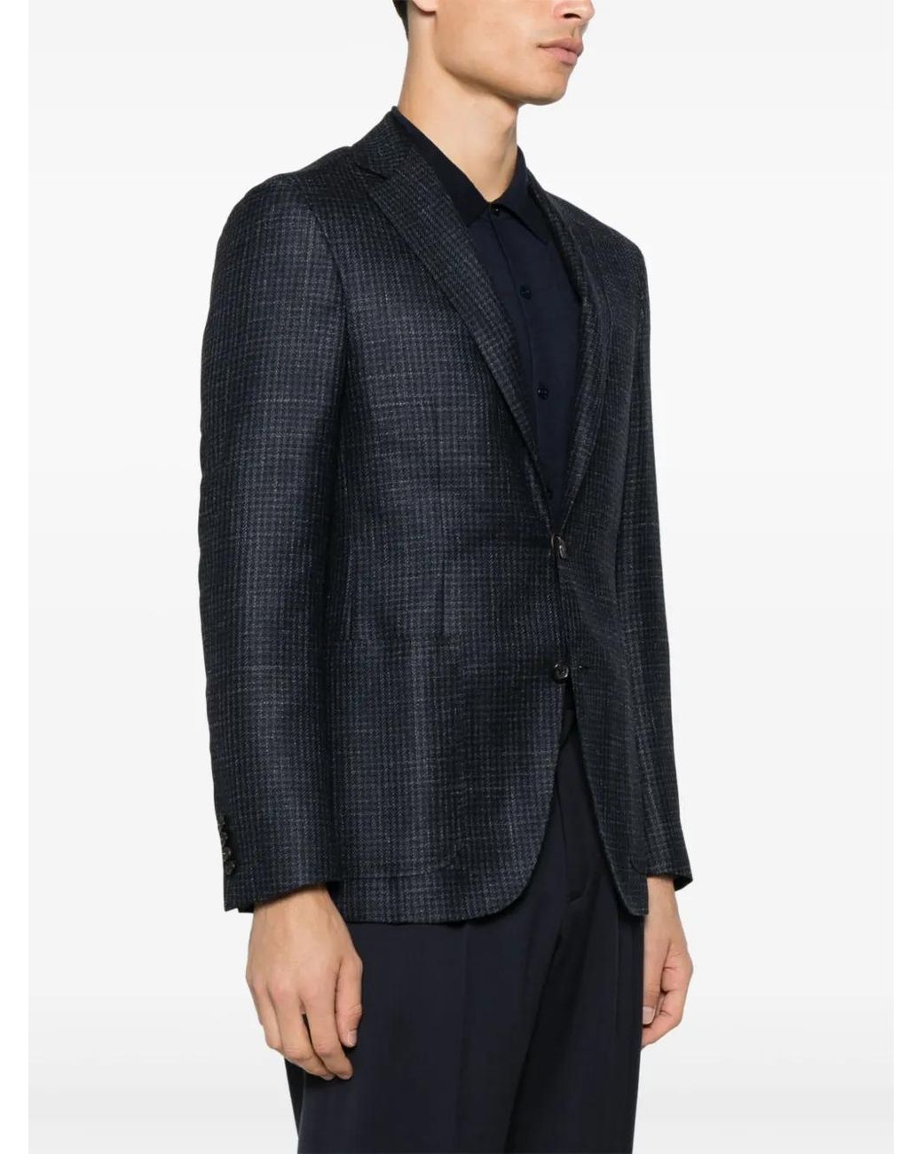 Canali Blue Houndstooth-Pattern Blazer for men