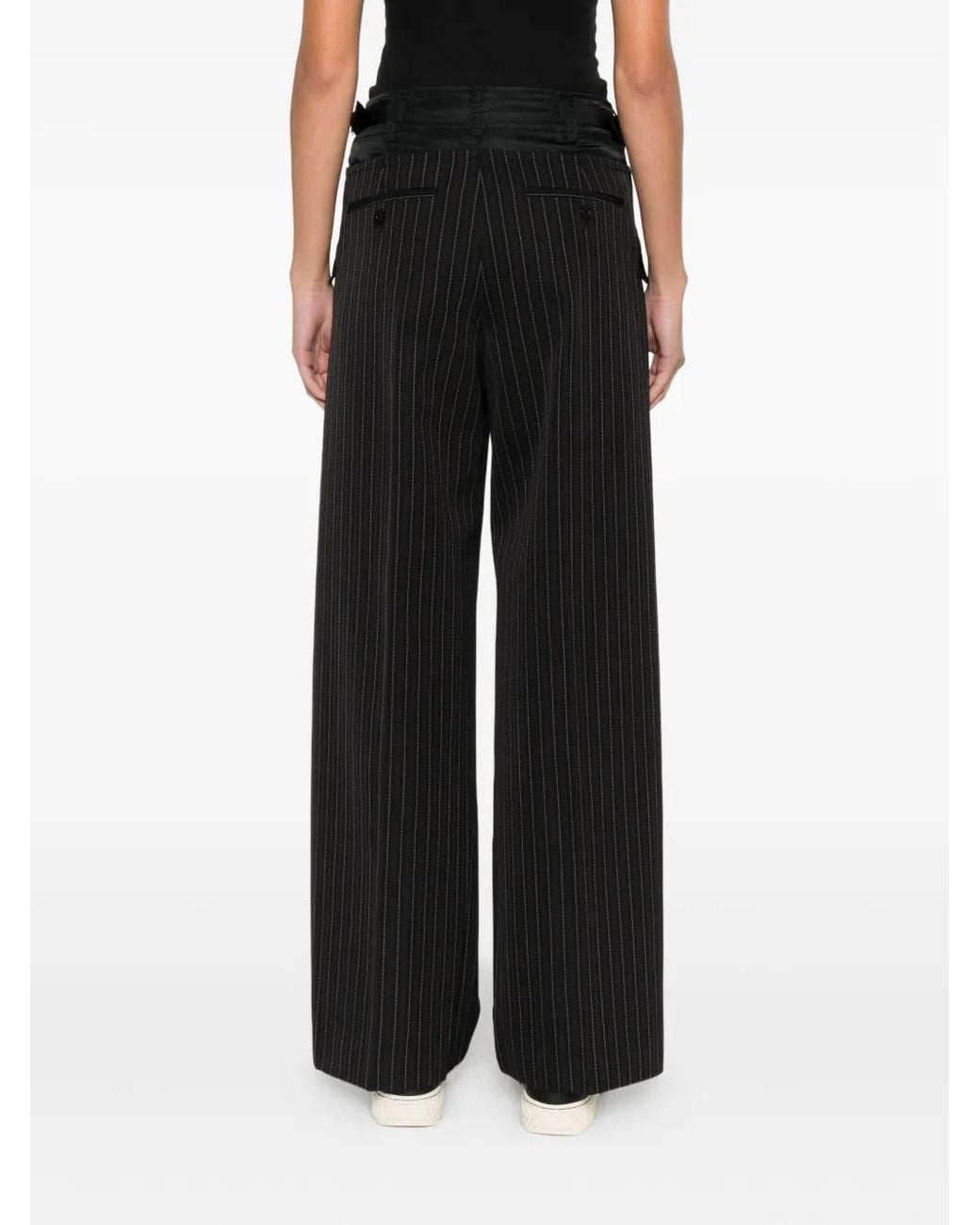 Sacai Black Pinstripe Pocket Trousers