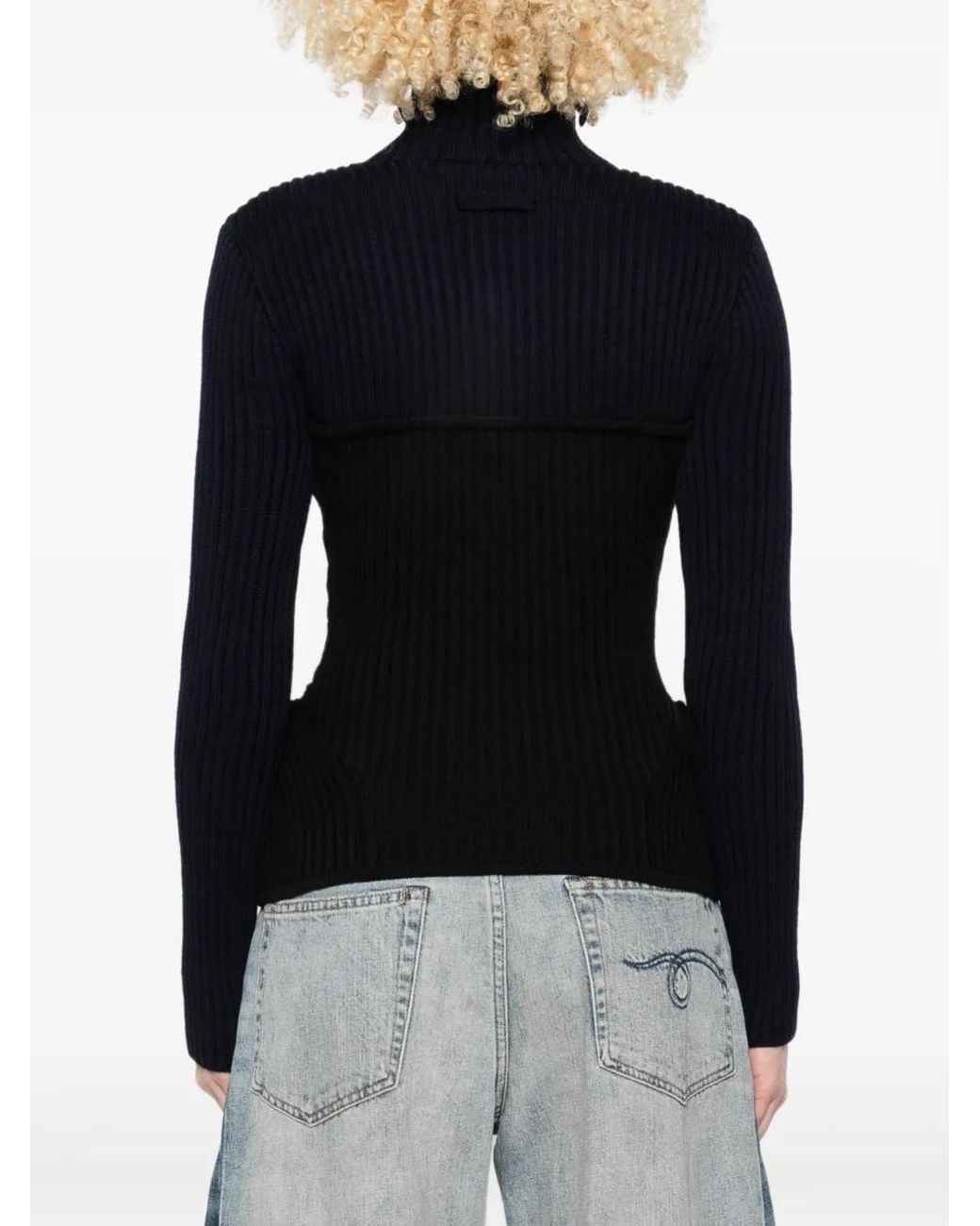 Jean Paul Gaultier Black Merino Wool-Blend Top