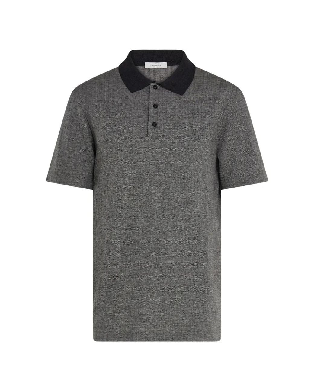 Ferragamo Gray Wool And Cotton Polo Shirt for men