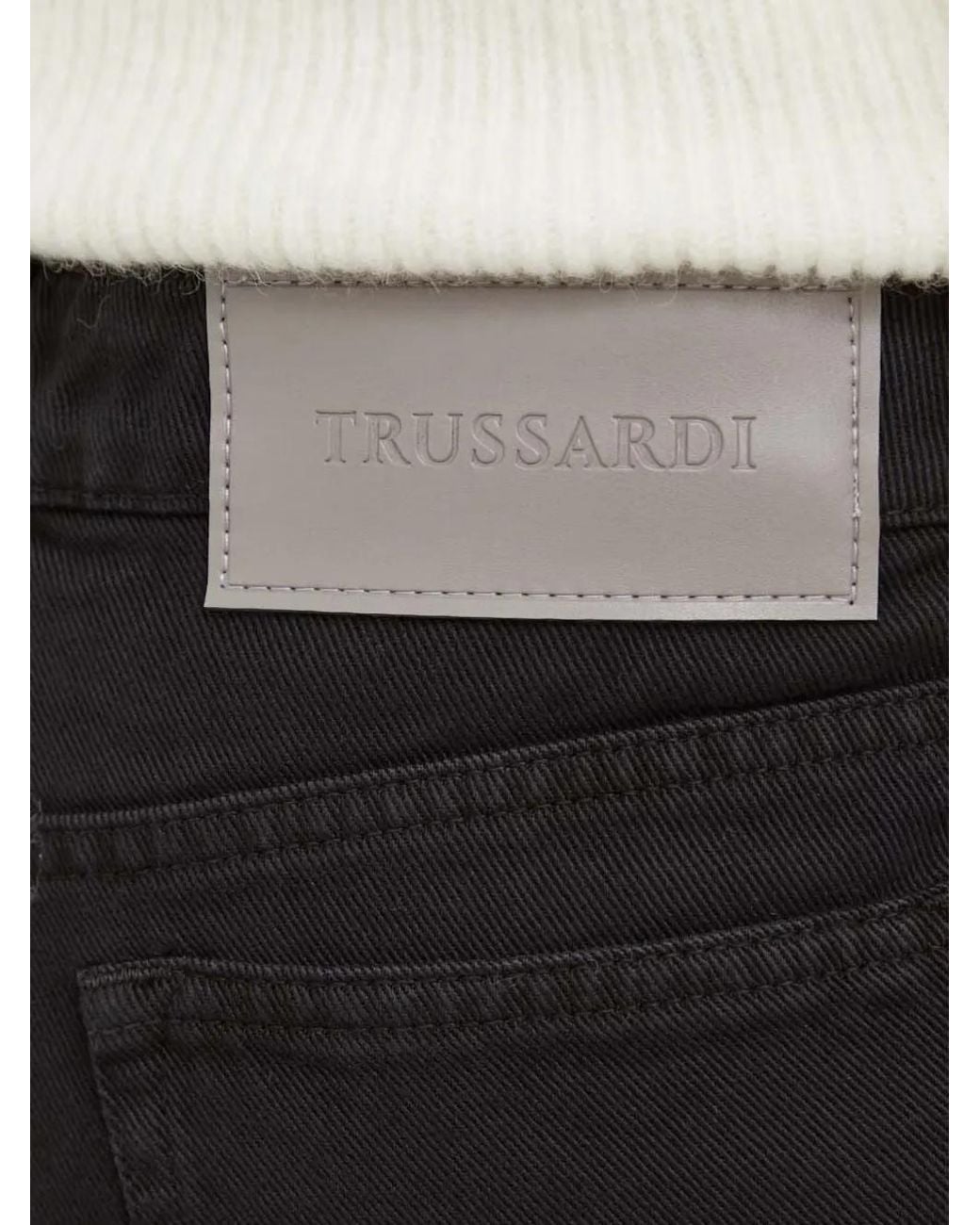 Trussardi Black Jean Droit À Patch Logo