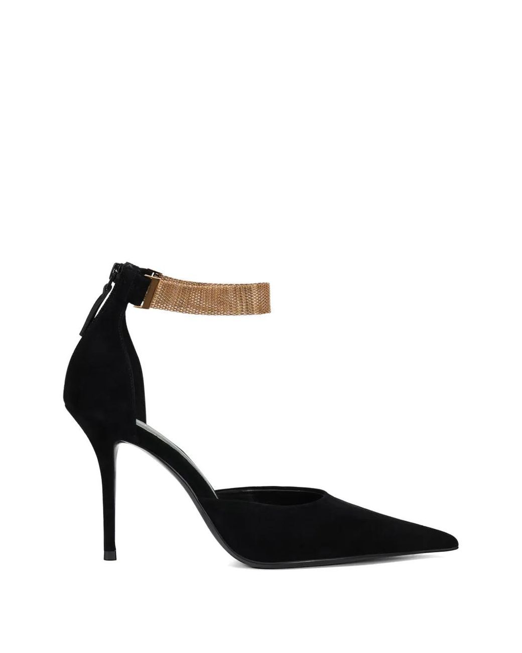POTAMY Black Ankle Strap Suede Pumps