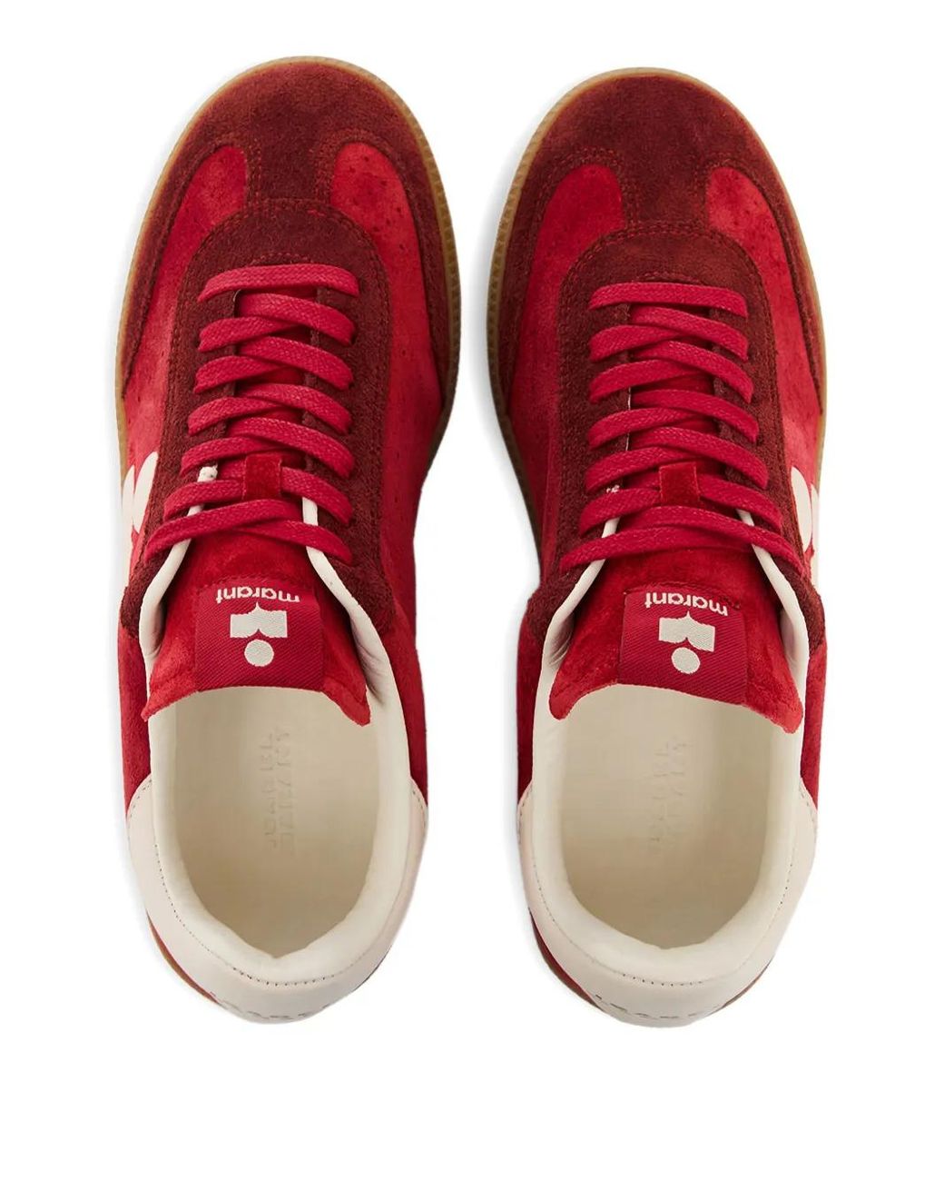 Isabel Marant Red Bryce Suede Panelled Sneakers