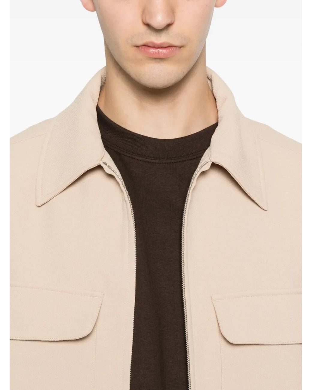 Giacca Con Zip di Sandro in Natural da Uomo