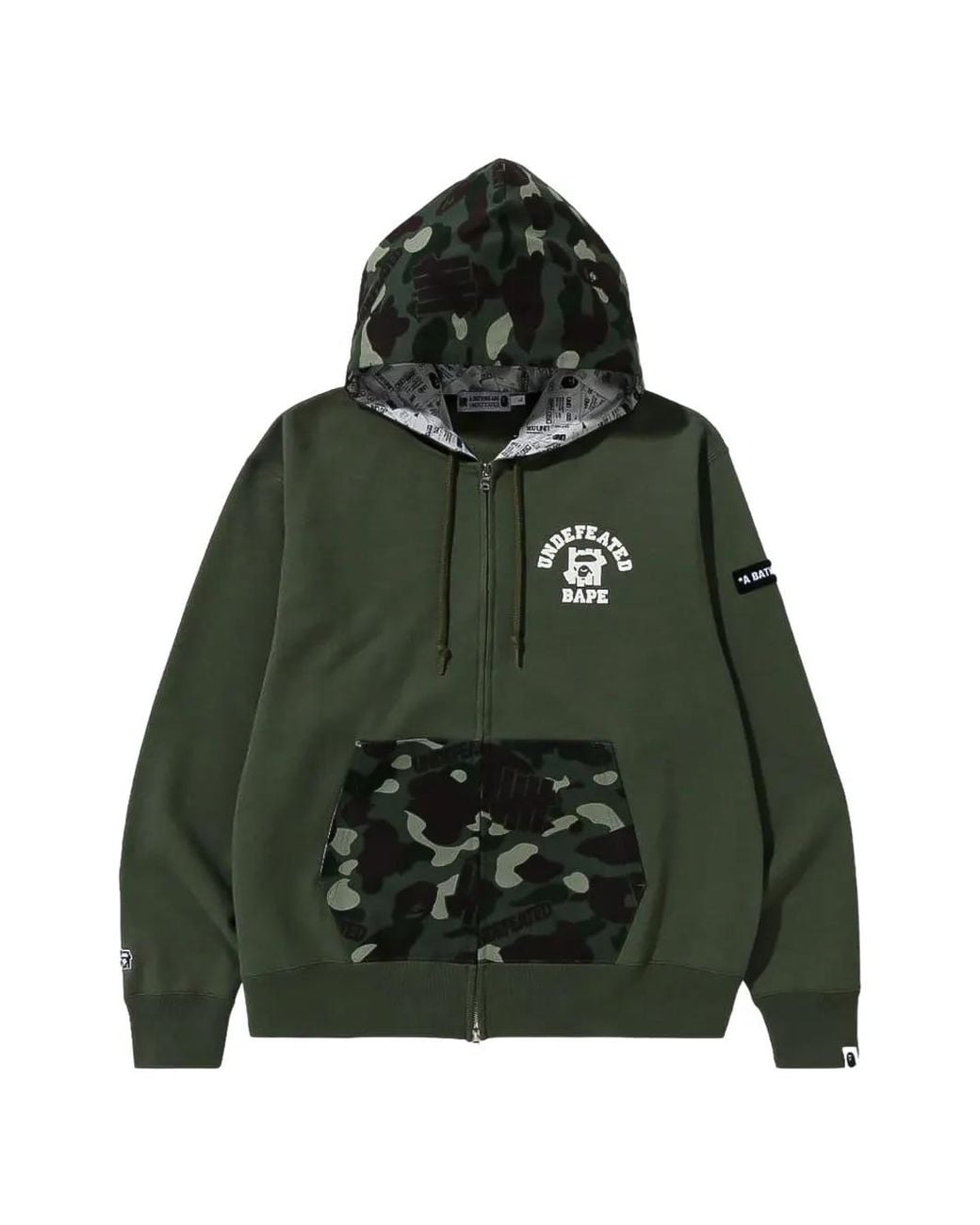 A Bathing Ape Green X Undefeated Color Camo Zip-Up Hoodie for men