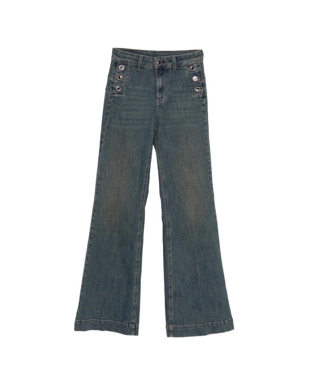 Liu Jo Blue Button-Detail Flared Jeans