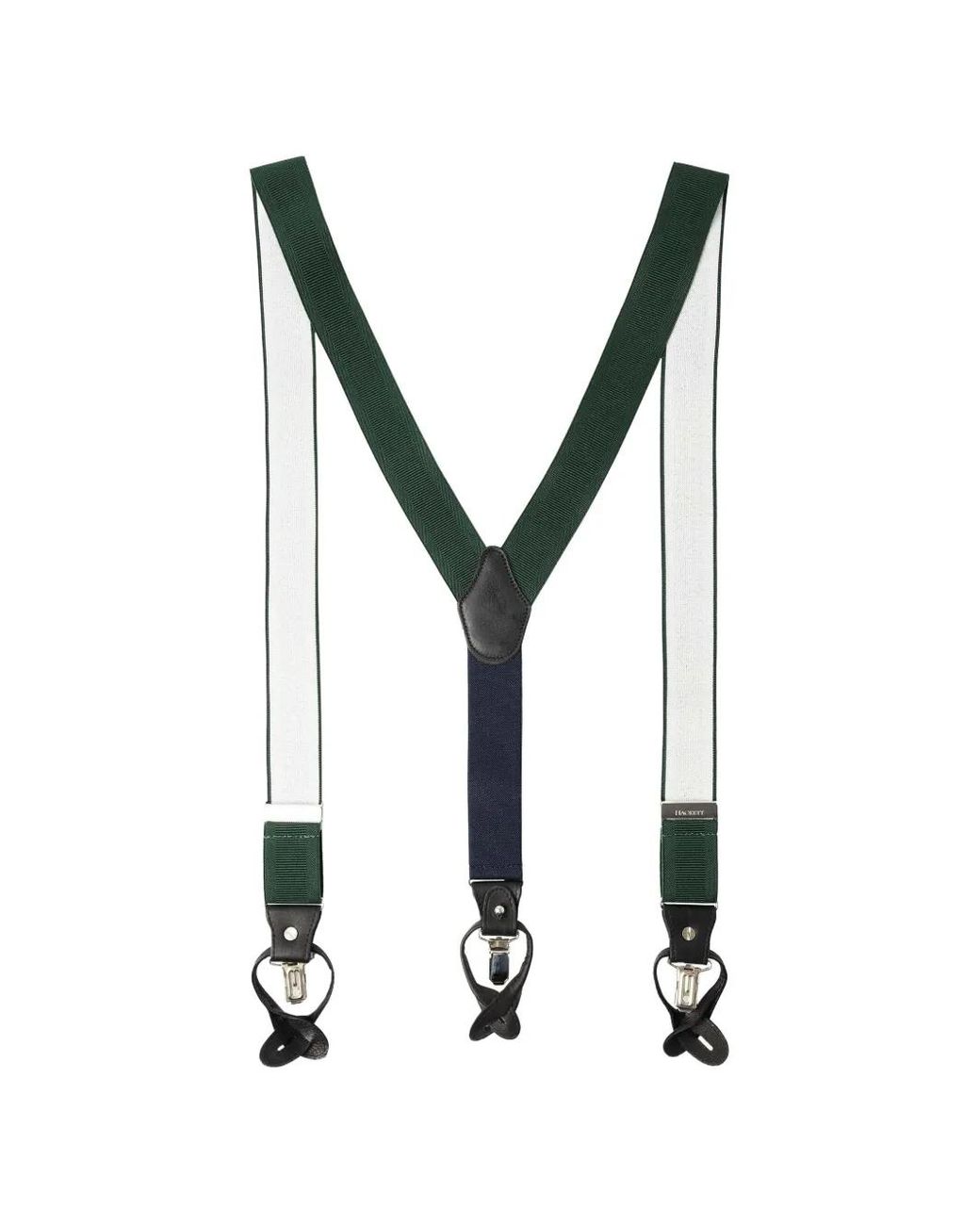 Hackett White Leather-Trim Ribbed Braces for men