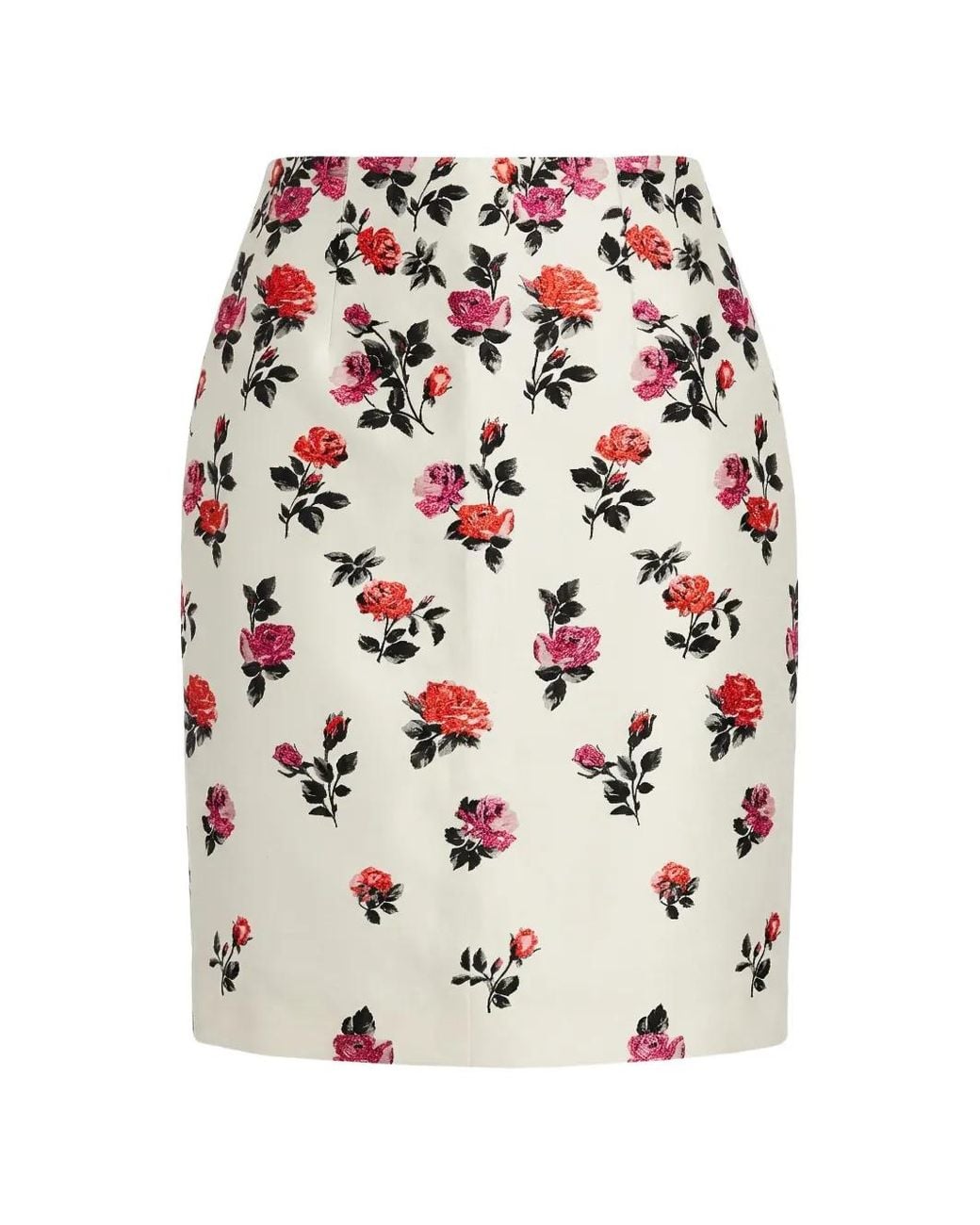 Valentino Garavani White Rose-Print Midi Skirt