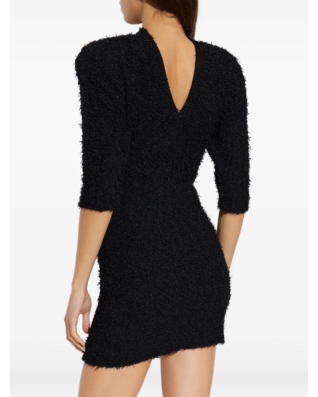 Balmain Black Button-Embellished Mini Dress