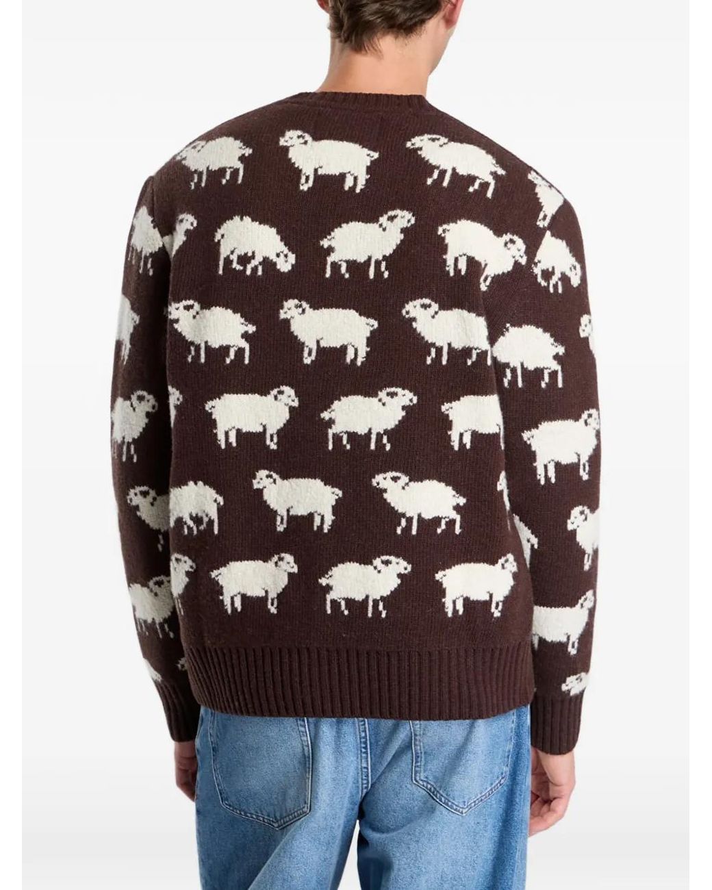 Gant Blue Sheep-Pattern Crew-Neck Sweater for men