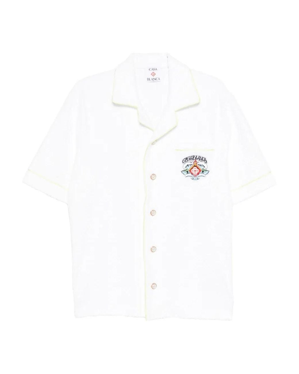 Casablanca White Monogrammed Button-Up Shirt With Chest Pocket for men