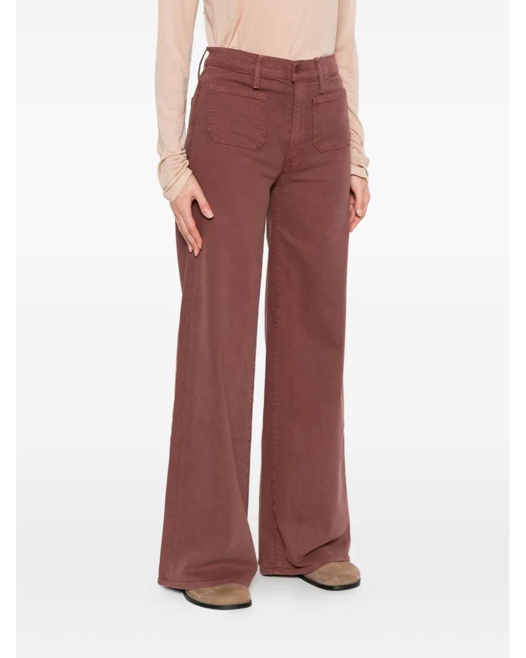 Mother Red Patch-Pockets Jeans