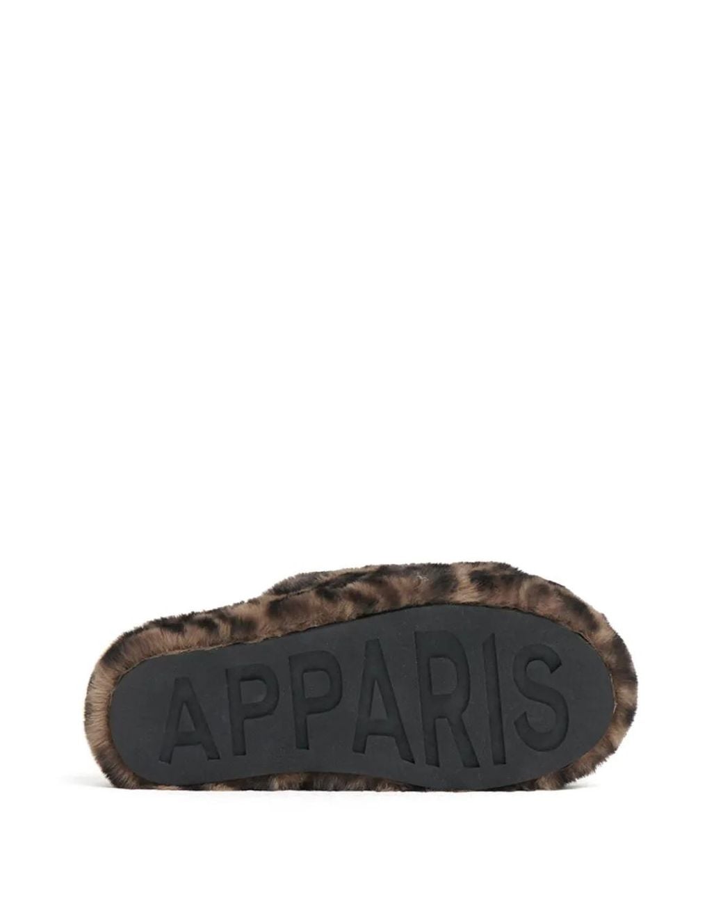 Apparis Black Leopard-Print Faux Fur Slippers