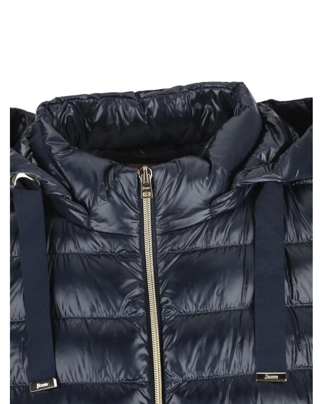 Herno フーデッド キルティング ジャケット Blue