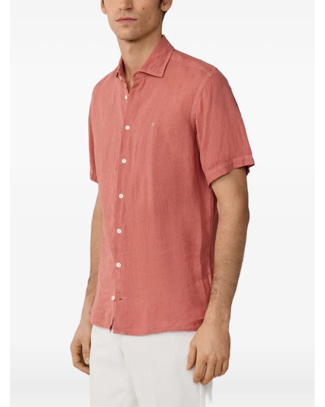 Hackett Red Garment-Dyed Linen Shirt for men