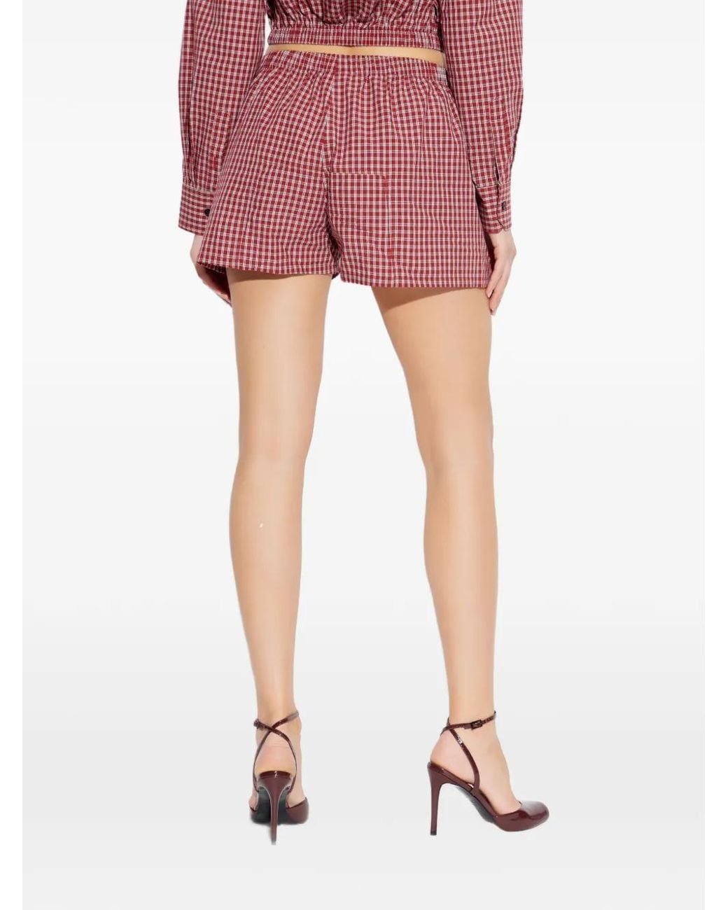 Vetements Red Karierte Shorts mit elastischem Bund