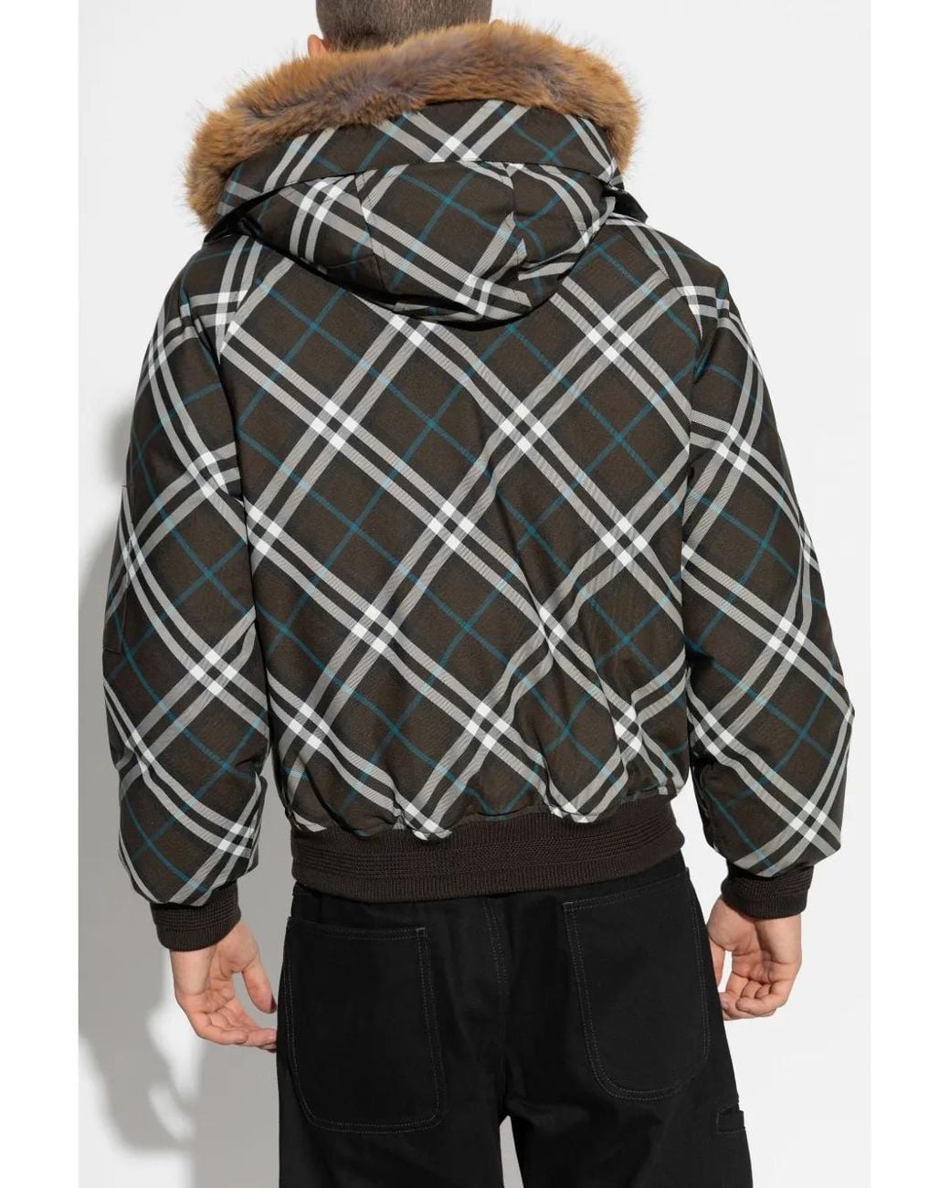 Burberry Gray Checked Padded Jacket for men