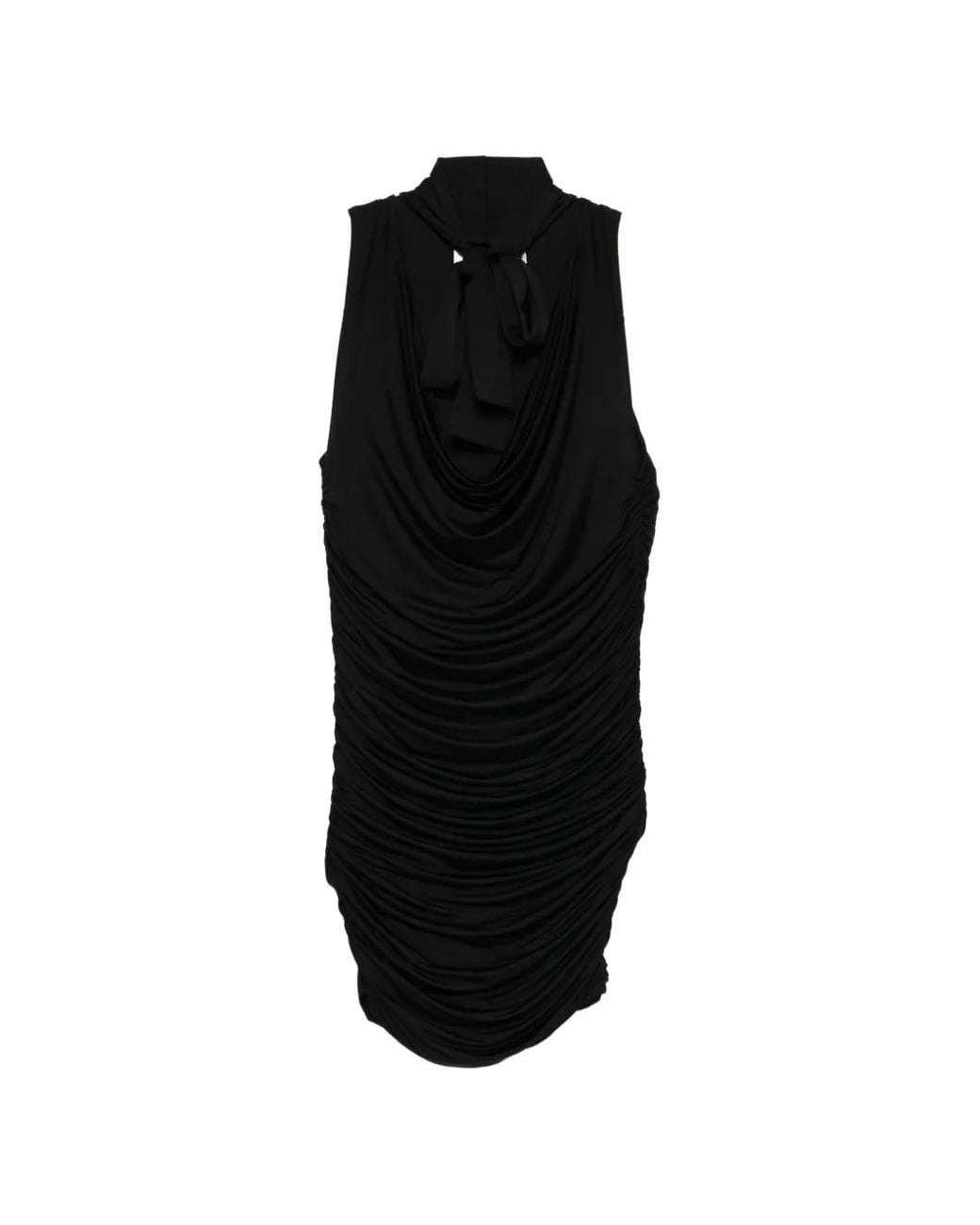 AYA MUSE Black Brise Tie Draped Dress