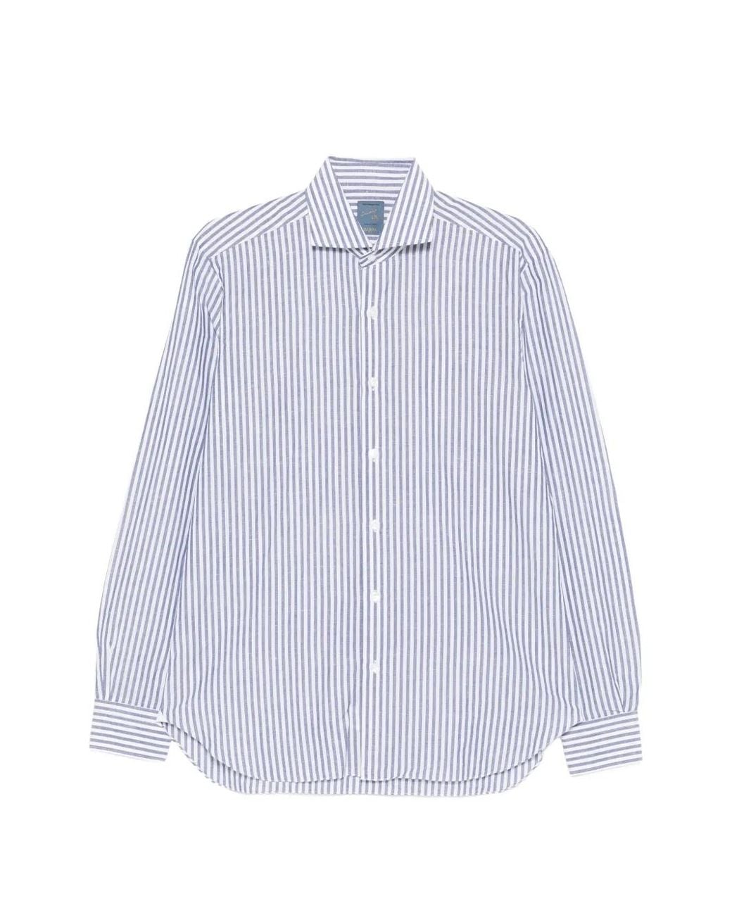 Barba Napoli White Striped Shirt for men