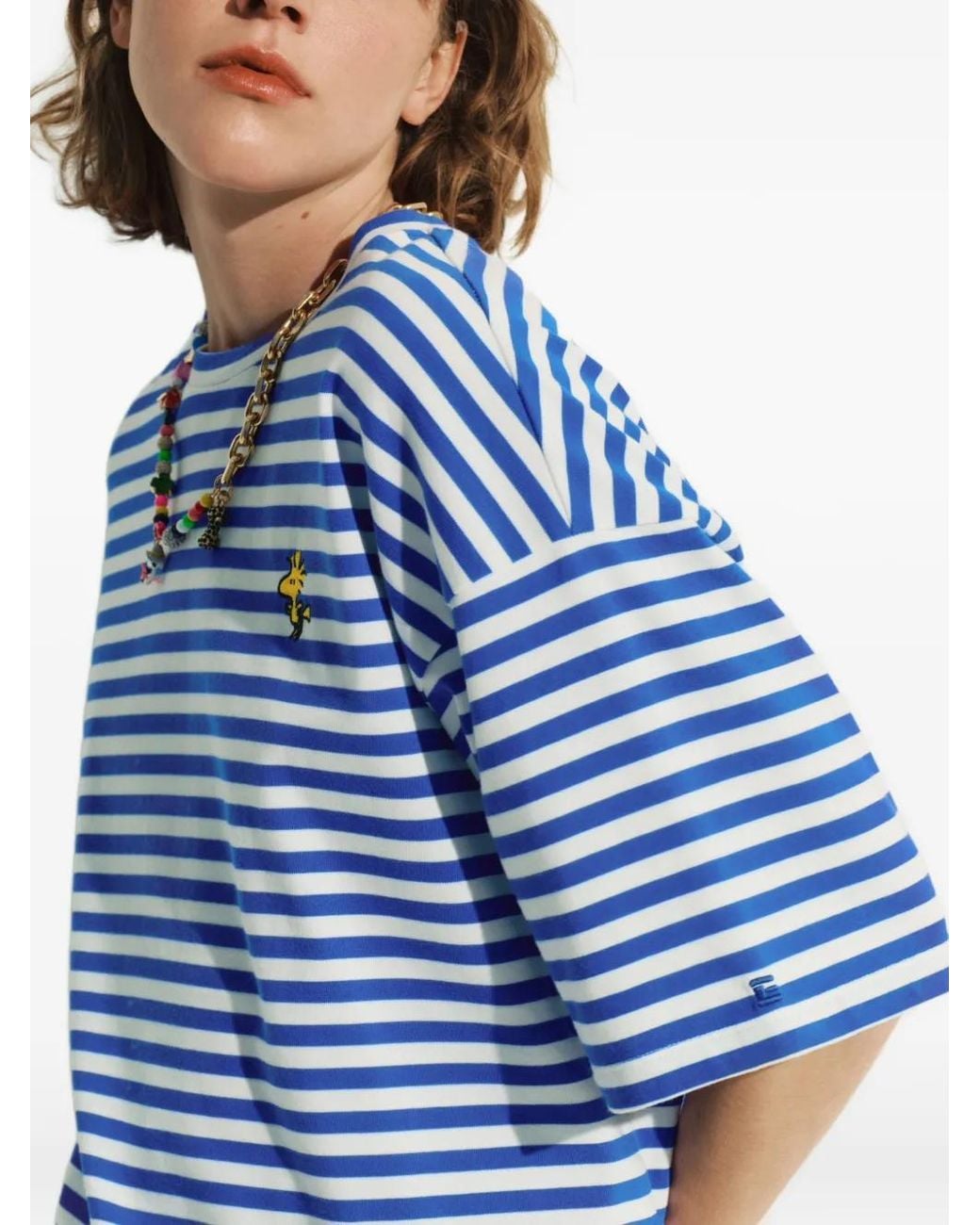 Essentiel Antwerp Blue X Peanuts Striped-Pattern T-Shirt