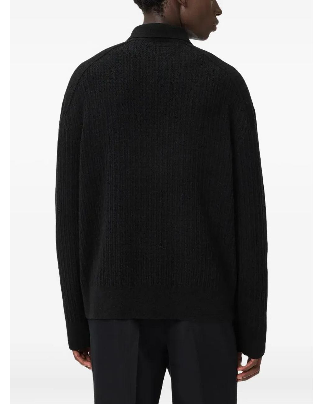 AllSaints Black Wren Frayed-Edge Single-Breasted Blazer for men