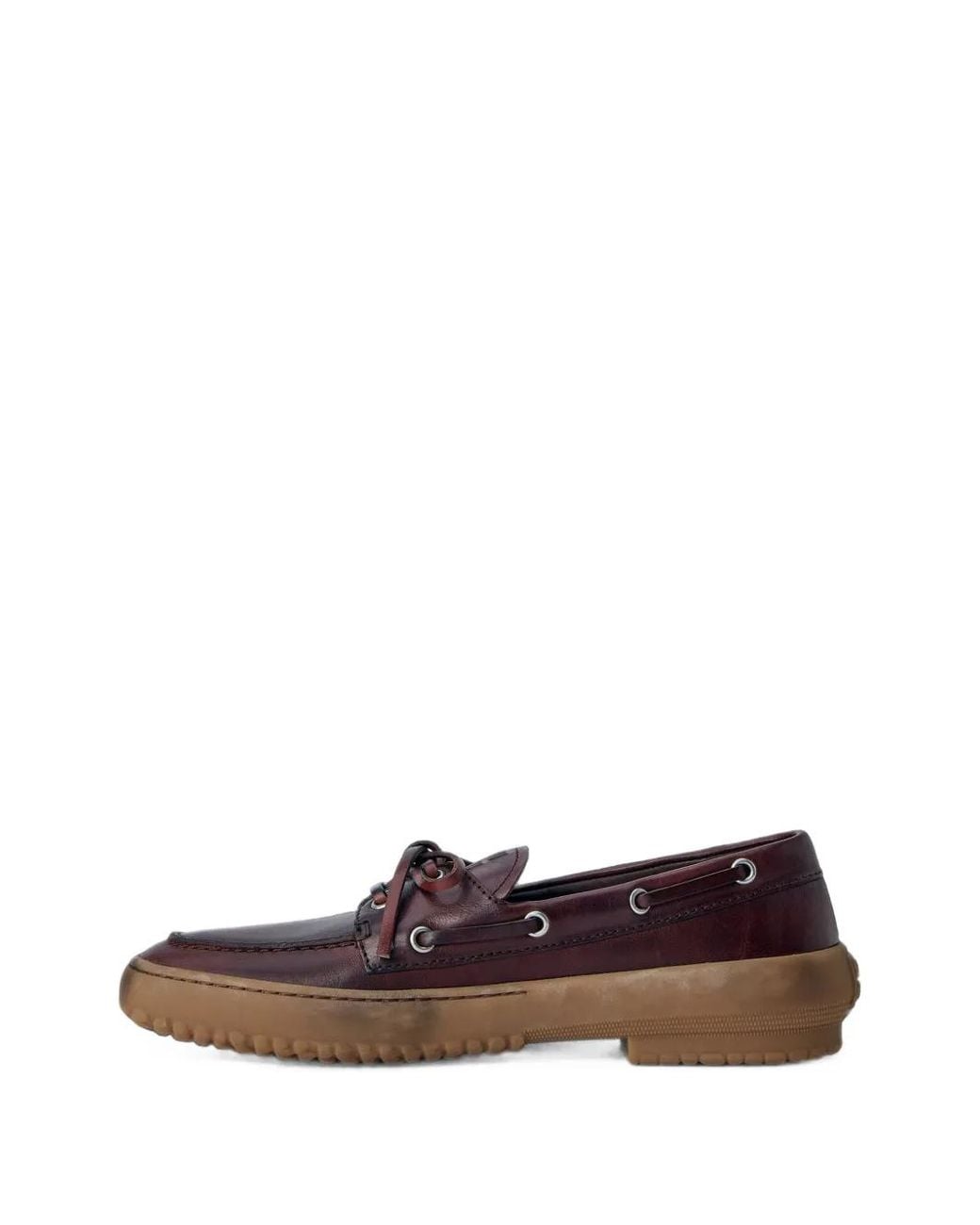 Miu Miu Brown Leather Deck Shoes