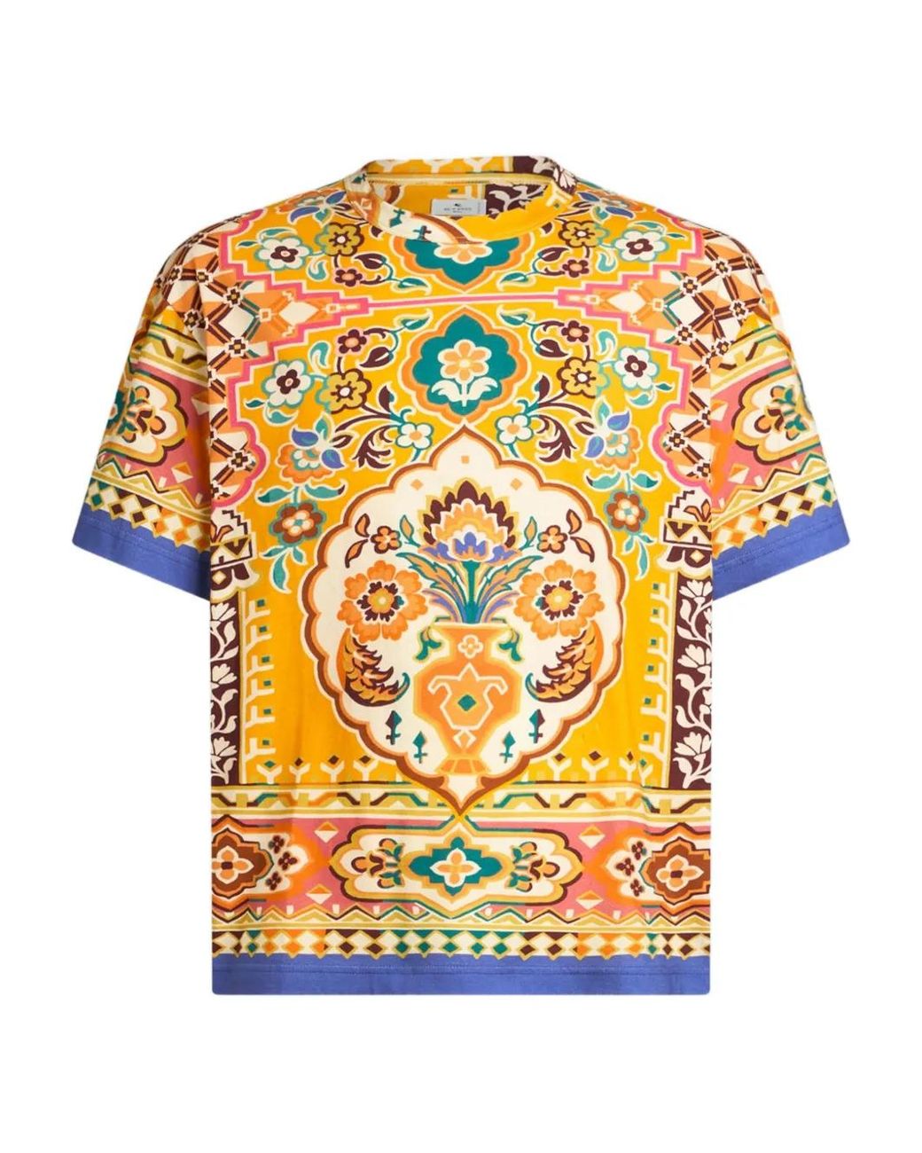 Etro Yellow Floral-Print T-Shirt for men