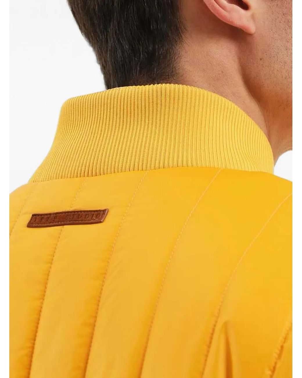 1989 STUDIO Yellow Quilted Bomber Jacket for men