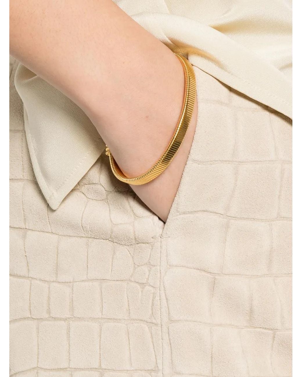 TOVE White Pantalon Tieve À Effet Peau De Crocodile