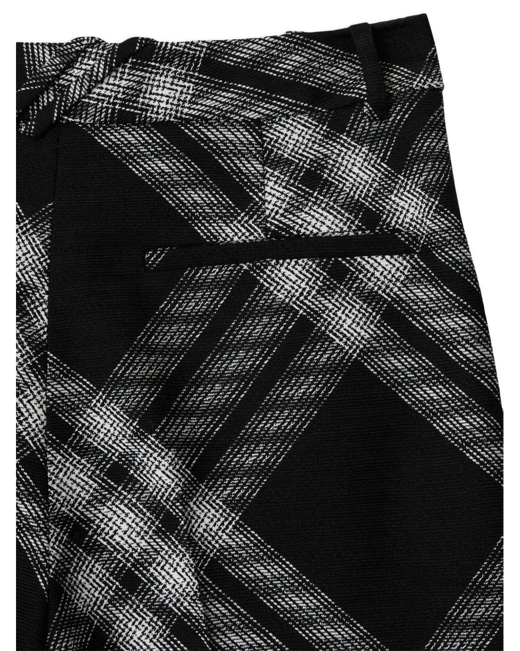 Burberry Black Double Pleated Checkered Palazzo Pants