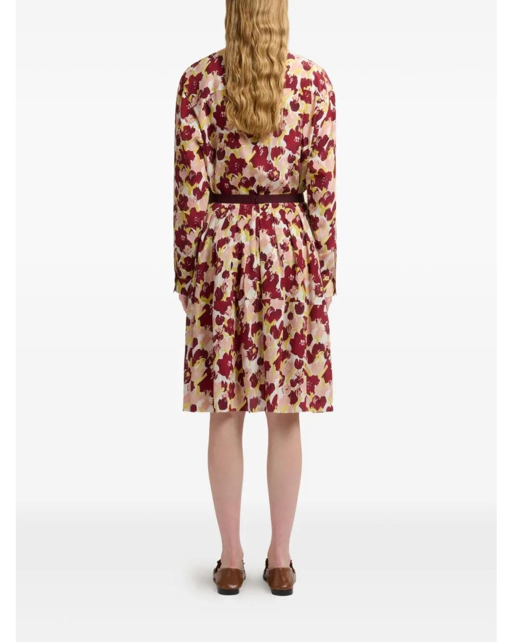 Marni Red Floral Pleated Skirt
