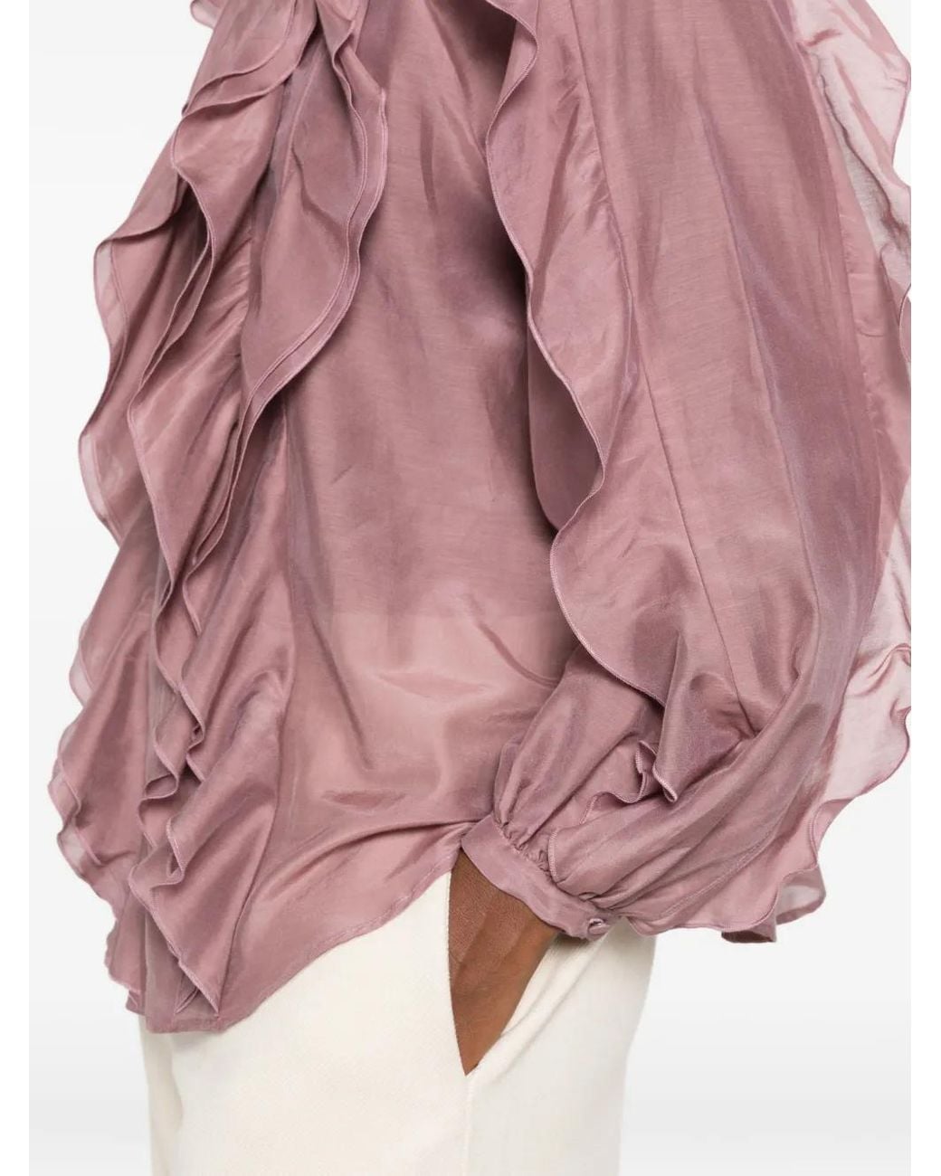 iBlues Purple Ruffled Long-Sleeves Blouse