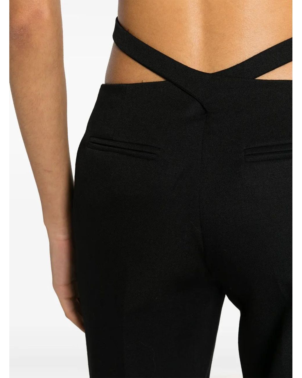 The Attico Black Waist-Strap Wool Trousers